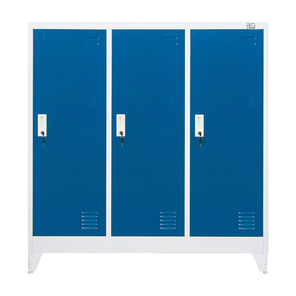 Троен метален гардероб RFG 120/40/120 см бял-син